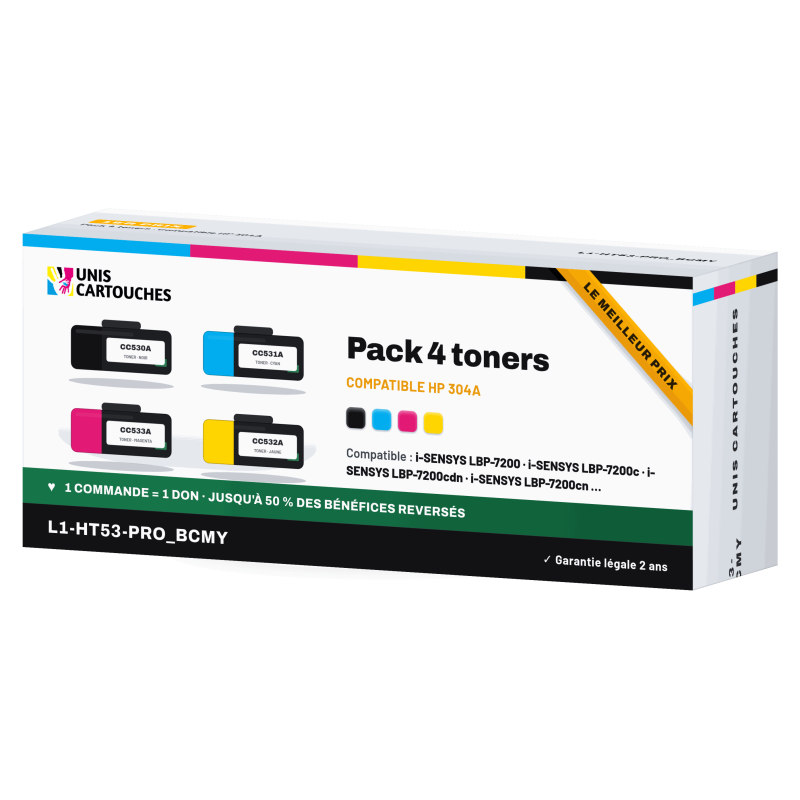 Cartouches Laser CANON 304A Multicolore - Pack 4 - 1er Prix