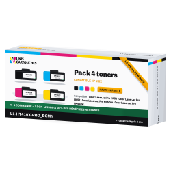 Pack 4 toners remanufacturés HP 410X CF410X à CF413X, M452 M477