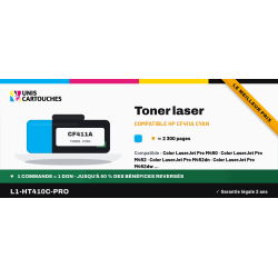 Cartouche Cyan compatible CF411A pour imprimantes HP LaserJet Pro M