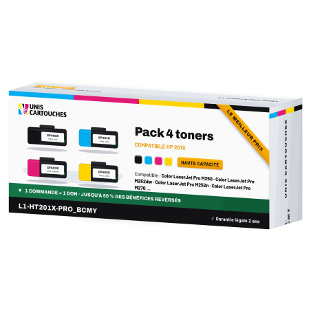 Cartouche HP 201X compatible x4 pour imprimantes HP Color LaserJet