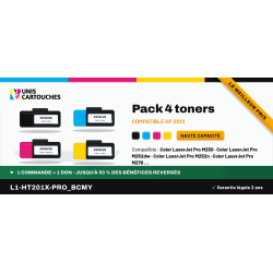 Cartouche HP 201X compatible x4 pour imprimantes HP Color LaserJet