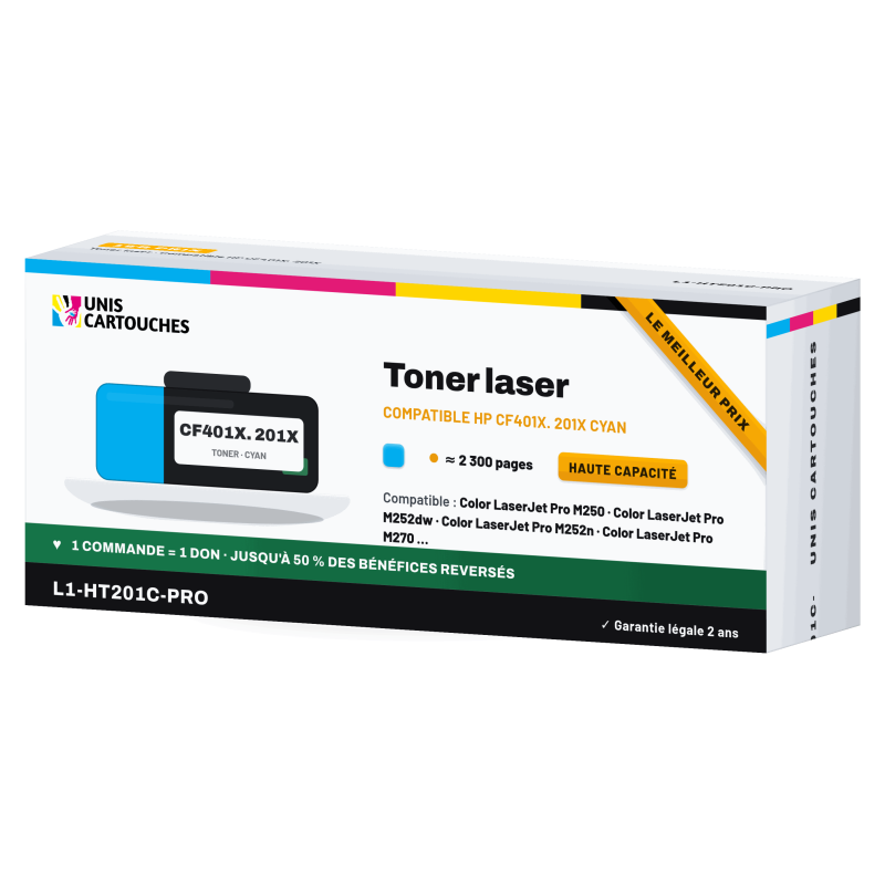 Toner compatible HP 201X CF401X cyan, 2 300 pages | 1er Prix
