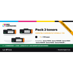Pack 3 toners compatibles Samsung MLT-D111S noir, 3 x 1 000 p.
