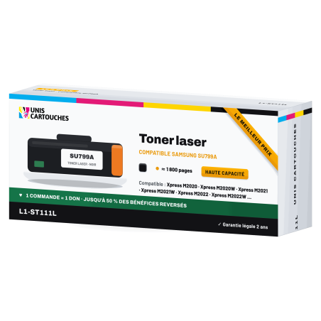 Toner compatible Samsung MLT-D111L noir, 1 800 pages | M2020, M2070