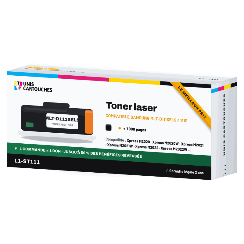 Toner compatible Samsung MLT-D111S noir, 1 000 pages | M2020, M2070
