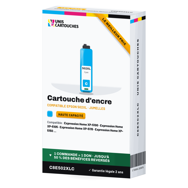 Cartouche compatible Epson 502XL cyan Jumelles (C13T02W24010)
