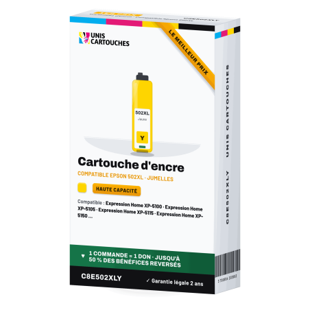 Cartouche compatible Epson 502XL jaune Jumelles (C13T02W44010)