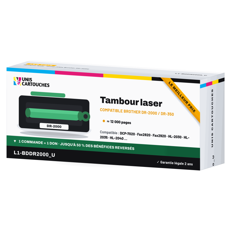 Cartouche compatible noir DR-350 pour Brother DCP-7020, Fax 2820