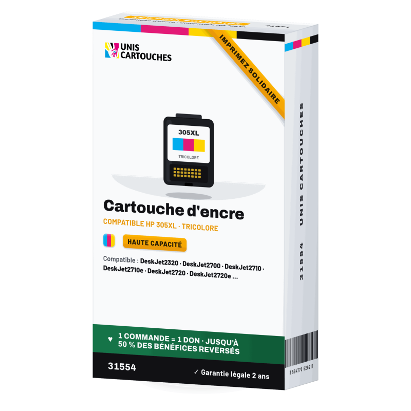 Cartouche remanufacturée HP 305XL couleur 3YM63AE | 1er Prix Solidaire
