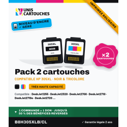 Cartouches HP 6ZD17AE compatibles – Pack x 2 noir + tricolore 1er prix