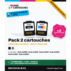 Pack HP 304XL remanufacturé N9K08AE + N9K07AE | 1er Prix Solidaire