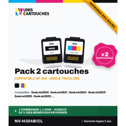 Pack HP 304 remanufacturé N9K06AE + N9K05AE | 1er Prix Solidaire