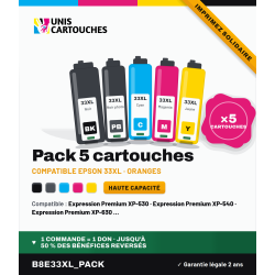 Pack 5 cartouches compatibles Epson 33XL Oranges | 1er Prix Solidaire