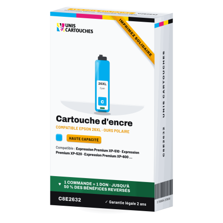 Cartouche compatible Epson 26XL Cyan C13T26324012 | 1er Prix