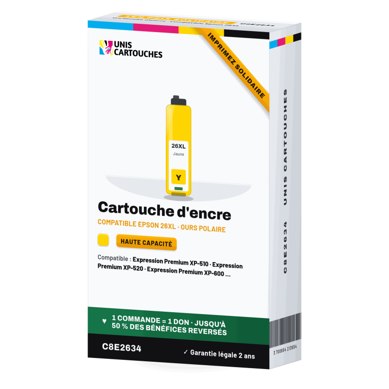 Cartouche compatible Epson 26XL Jaune C13T26344012
