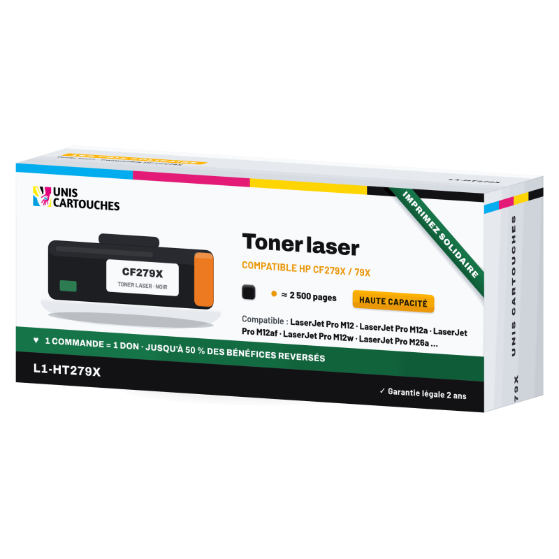 Cartouche laser noir compatible CF279X pour HP LaserJet Pro M12/M26a