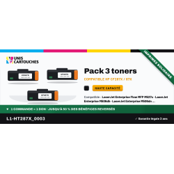 Lot de 3 toners compatibles HP 87X CF287X Noir | 1er Prix