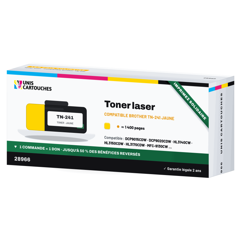 Toner Laser Compatible Brother TN-241Y Jaune - Solidaire