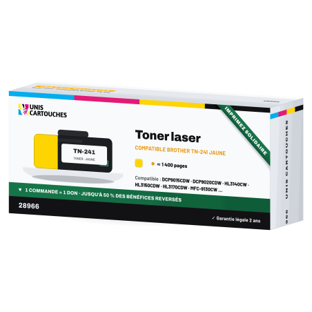 Toner Laser Compatible Brother TN-241Y Jaune - Solidaire