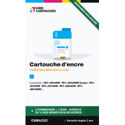 Cartouche compatible Brother LC422C Cyan, 550 pages | 1er Prix