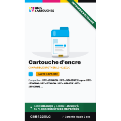 Cartouche compatible Brother LC422XLC Cyan XL, 1 500 pages