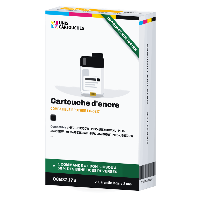 Cartouche compatible Brother LC3217BK Noir, 550 pages | 1er Prix