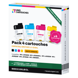 Pack 4 cartouches compatibles Brother LC3219XL, 3000 + 1500 pages