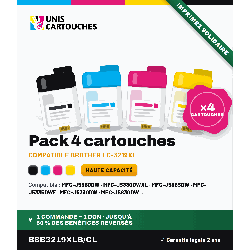 Pack 4 cartouches compatibles Brother LC3219XL, 3000 + 1500 pages