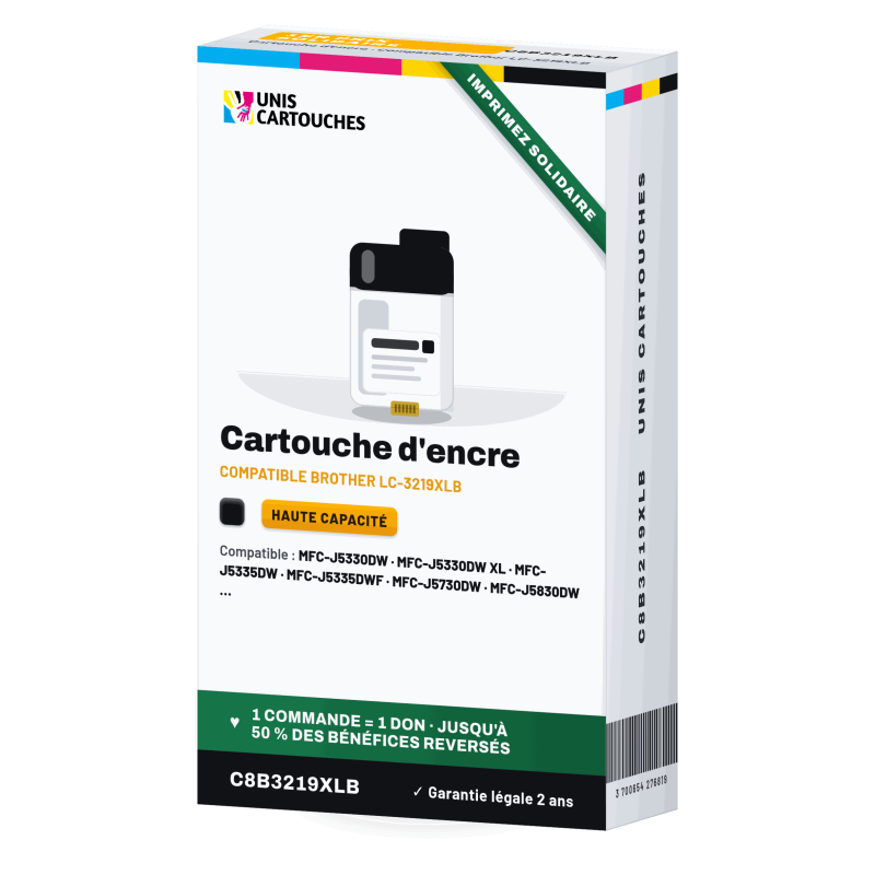 Cartouche compatible Brother LC3219XLBK Noir XL, 3 000 pages