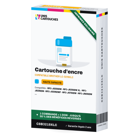 Cartouche compatible Brother LC3219XLC Cyan XL, 1 500 pages