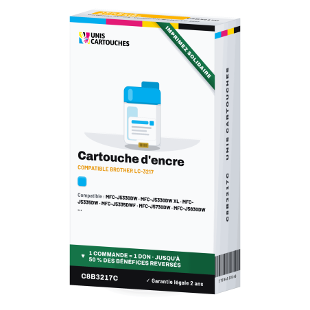 Cartouche compatible Brother LC3217C Cyan, 550 pages | 1er Prix