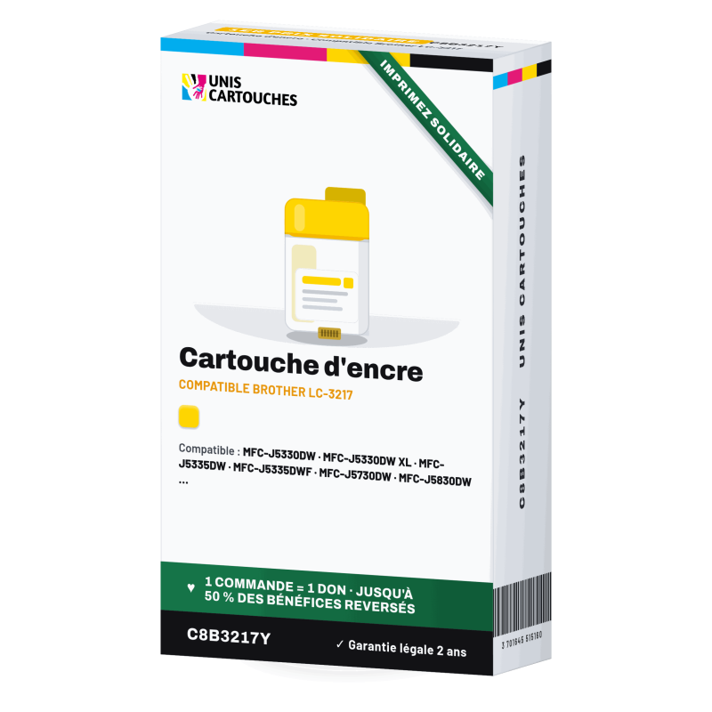 Cartouche compatible Brother LC3217Y Jaune, 550 pages | 1er Prix