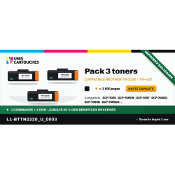 Pack 3 toners compatibles Brother TN-2220 Noir | 1er Prix Solidaire