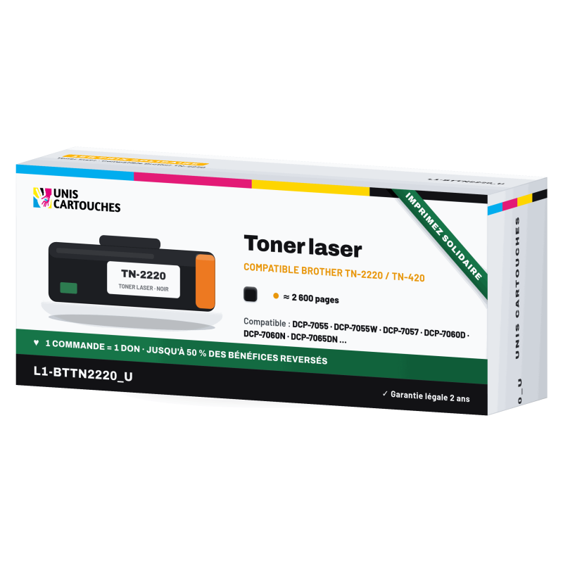 Toner compatible Brother TN-2220 / TN-420 Noir, 2 600 pages