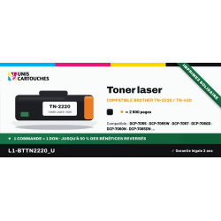 Toner compatible Brother TN-2220 / TN-420 Noir, 2 600 pages