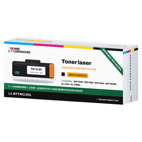 Toner compatible Brother TN-2120 Noir 5200 pages | 1er Prix