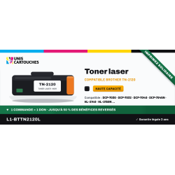 Toner compatible Brother TN-2120 Noir 5200 pages | 1er Prix