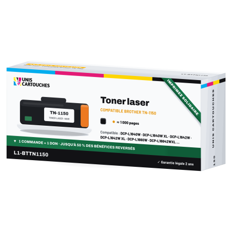 Toner compatible Brother TN-1150 Noir 1000 pages | 1er Prix