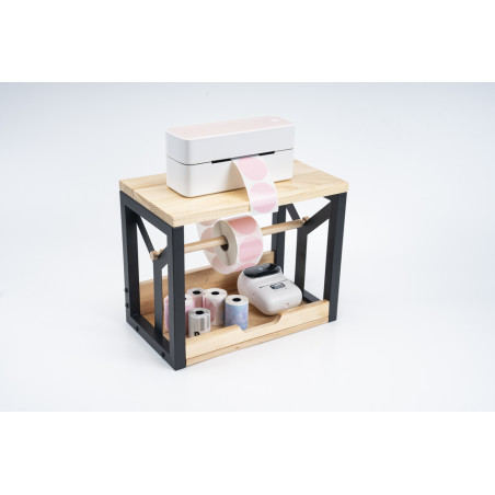 Phomemo - Support imprimante et Porte-étiquette Thermique 30x20x27cm - Bois et Métal