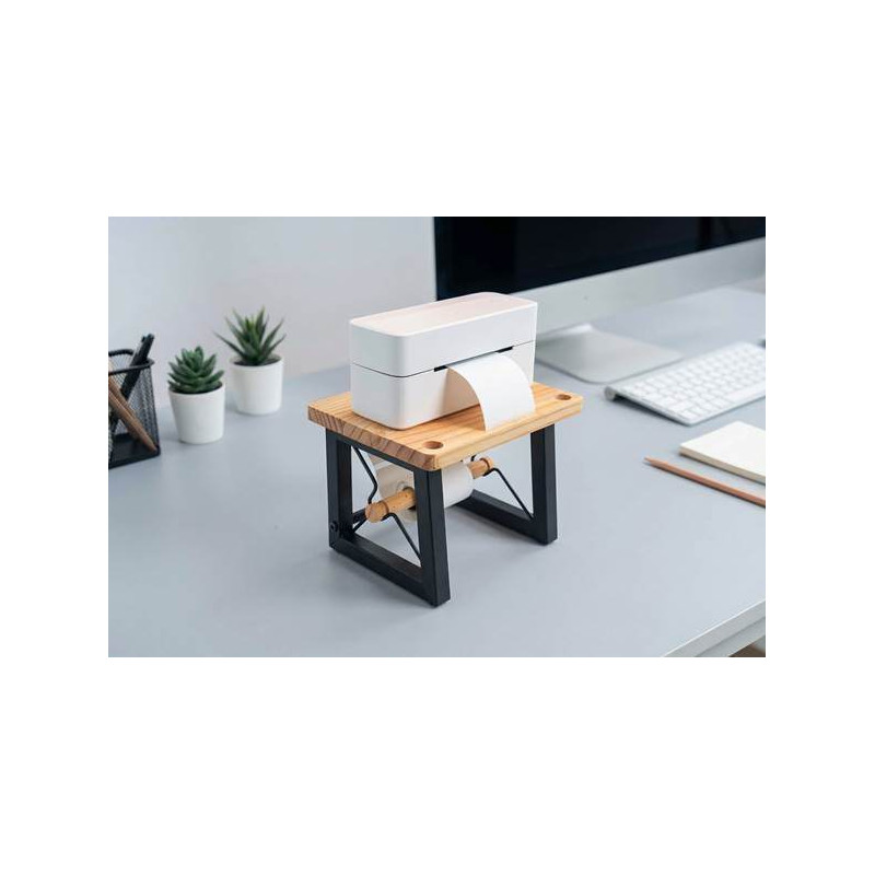 Phomemo - Support imprimante et Porte-étiquette Thermique 24x16x17cm - Bois et Métal