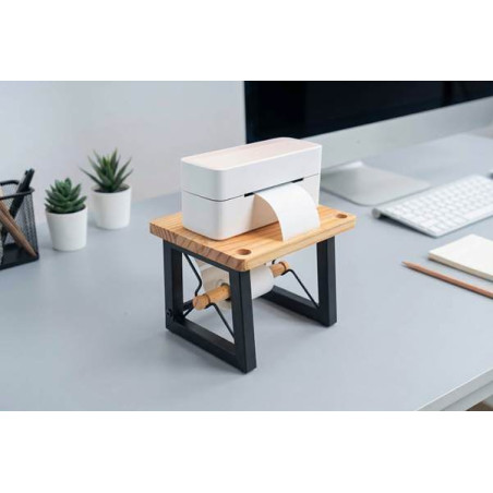 Phomemo - Support imprimante et Porte-étiquette Thermique 24x16x17cm - Bois et Métal