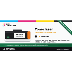 Toner compatible Brother TN-3600 Noir 3000 pages | 1er Prix