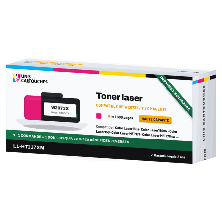 Toner compatible HP 117X Magenta W2073X 1300 pages | 1er Prix