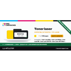Toner compatible HP 117X Jaune W2072X 1300 pages | 1er Prix