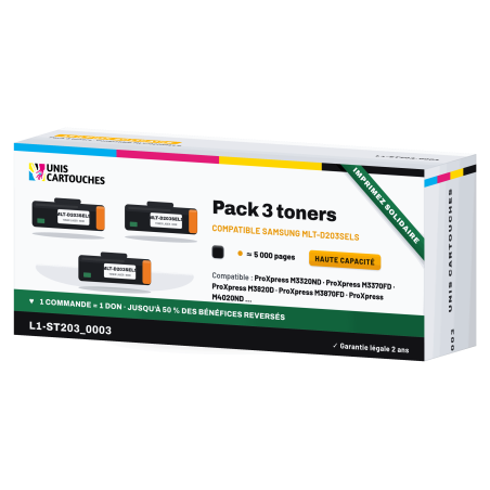 Pack de 3 toners Samsung MLT-D203L Noir | 1er Prix Solidaire