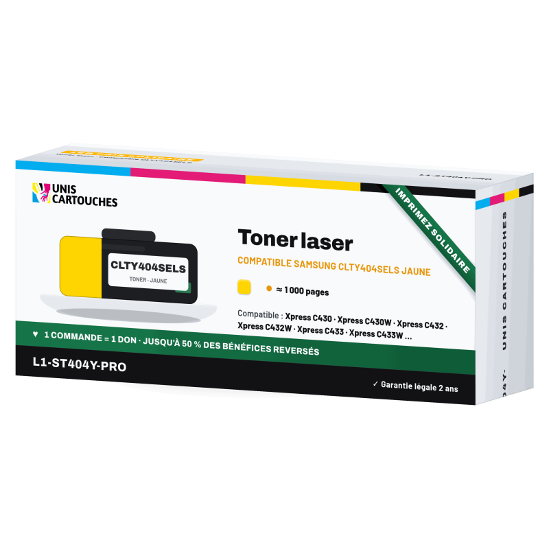 Toner compatible Samsung CLT-Y404S Jaune 1000 pages | 1er Prix