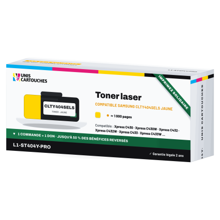 Toner compatible Samsung CLT-Y404S Jaune 1000 pages | 1er Prix