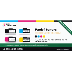 Pack 4 toners compatibles Samsung 406S : K406S C406S M406S Y406S