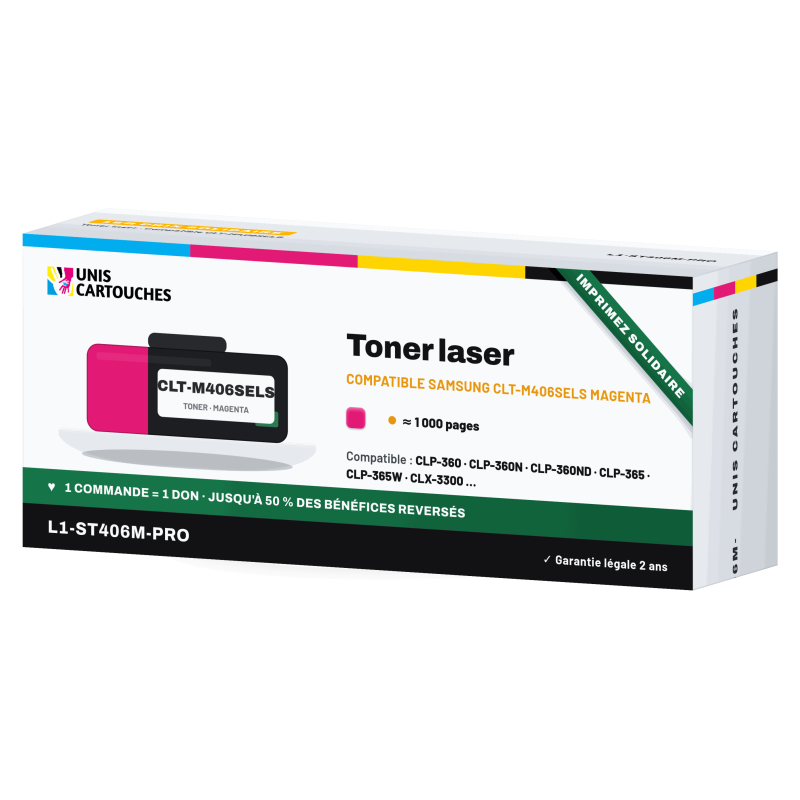 Toner compatible Samsung CLT-M406S Magenta 1000 pages | 1er Prix