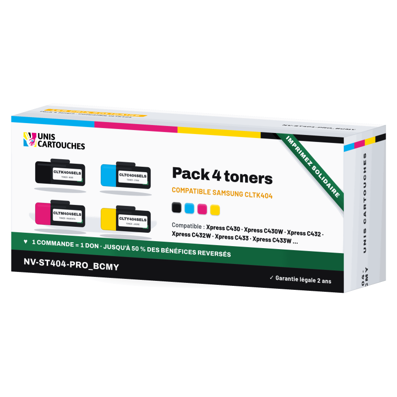 Pack 4 toners compatibles Samsung CLT-K404S à CLT-Y404S | 1er Prix